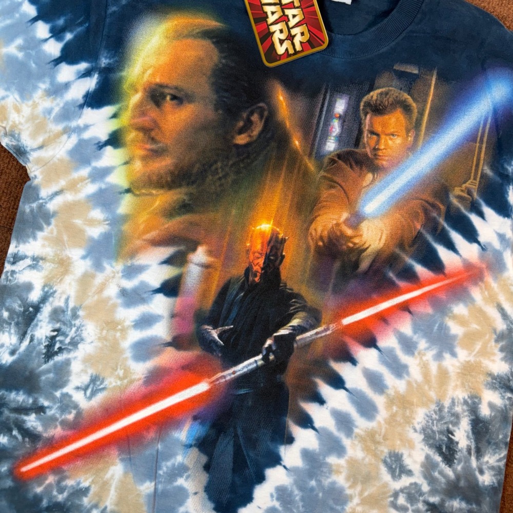 A+ Liquid Blue Star Wars Episode I Darth Maul Tie Dye Shirt M Phantom Menace NWT - Picture 2 of 9